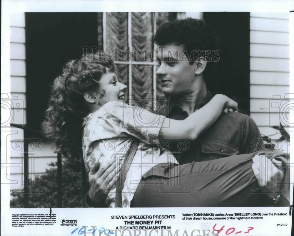 1986 Press Photo Shelly Long and Tom Hanks in "The Money Pit" - Historic Images