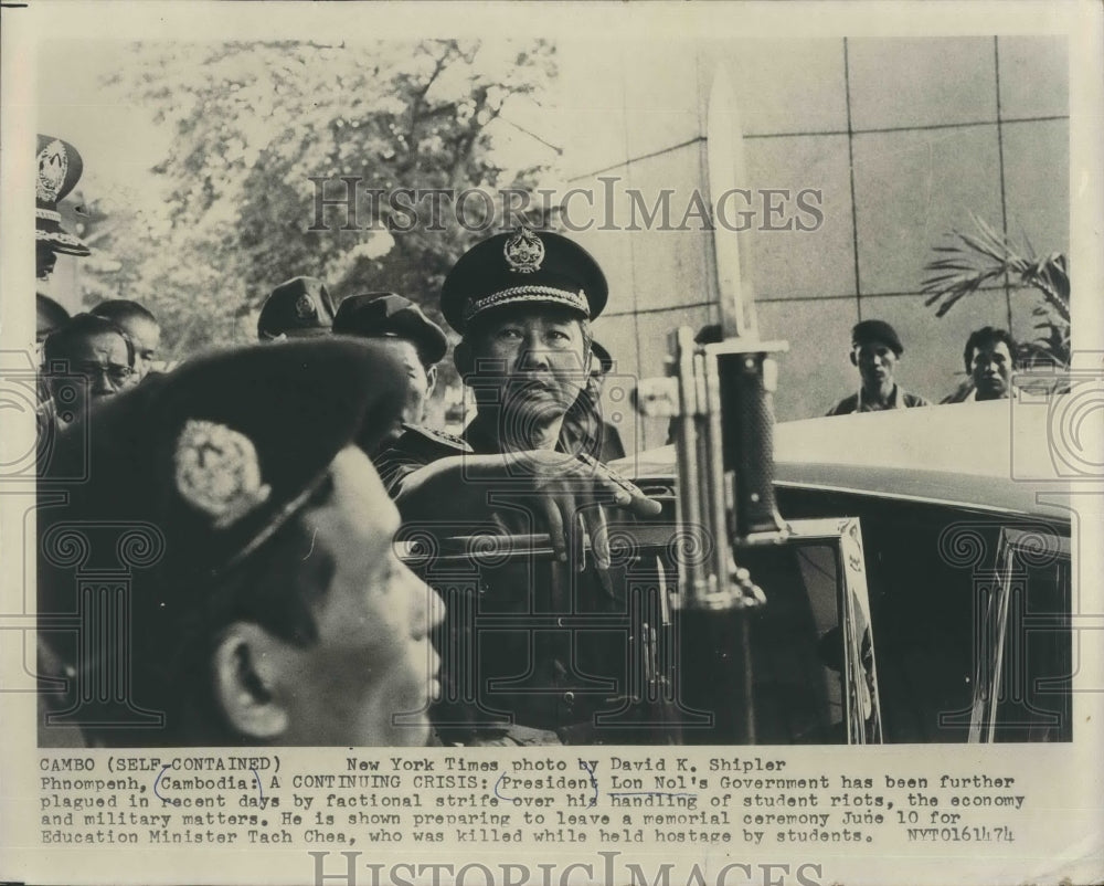 Press Photo Cambodian President Lon Nol - Historic Images