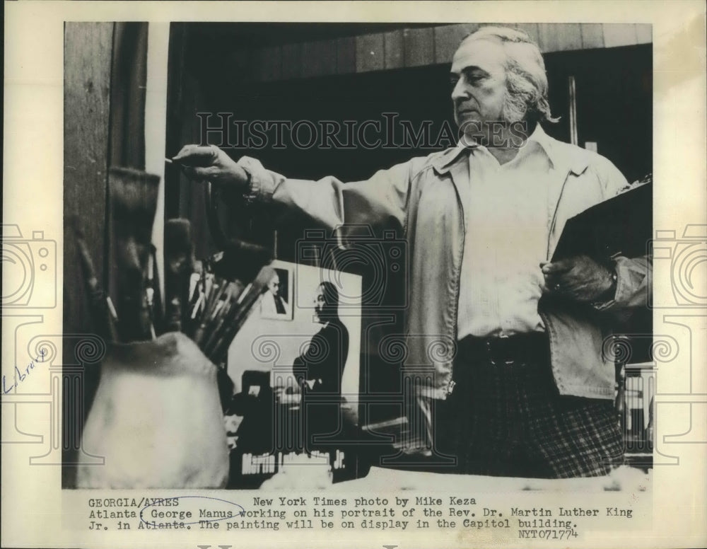 1974 Press Photo Artist George Manus - Historic Images