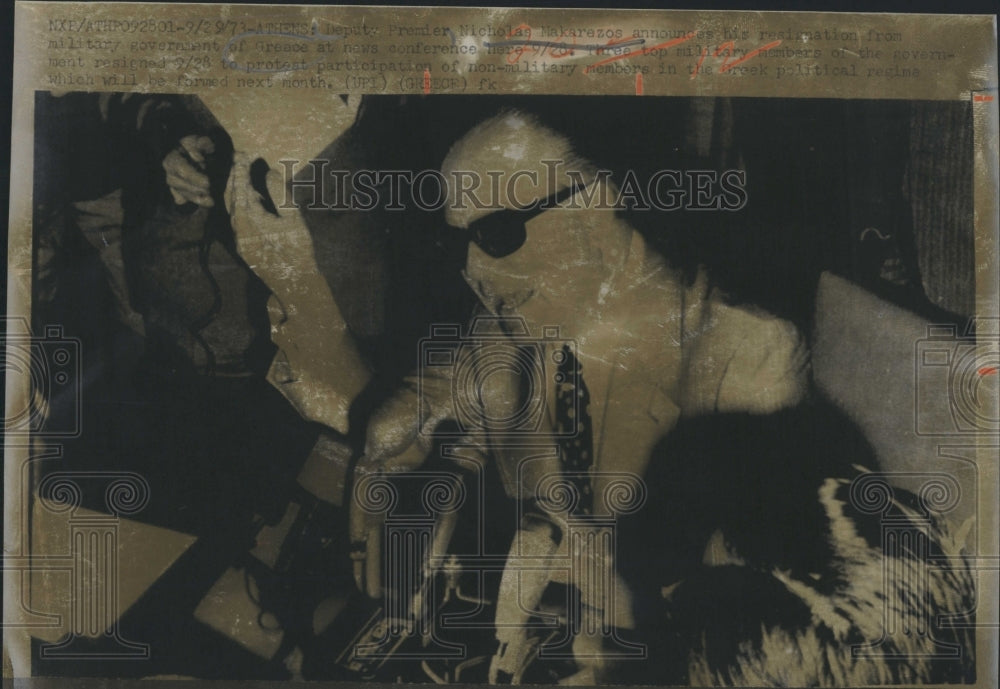 1973 Deputy Premier Nikolaos Makarezo, of Greece resigns-Historic Images