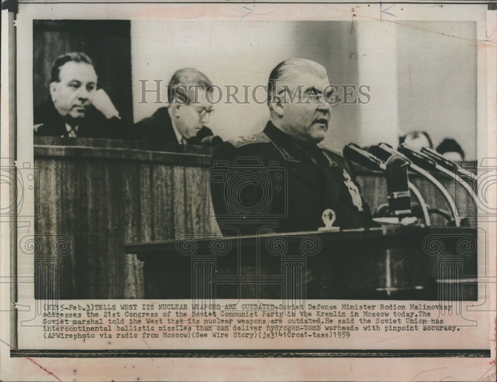 1959 Soviet Defense Minister Rodion Malinovsky Of Communist Party-Historic Images