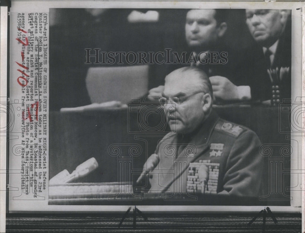 1966 Press Photo Soviet Defense Minister Rodion Y. Malinovsky Communist Party - Historic Images