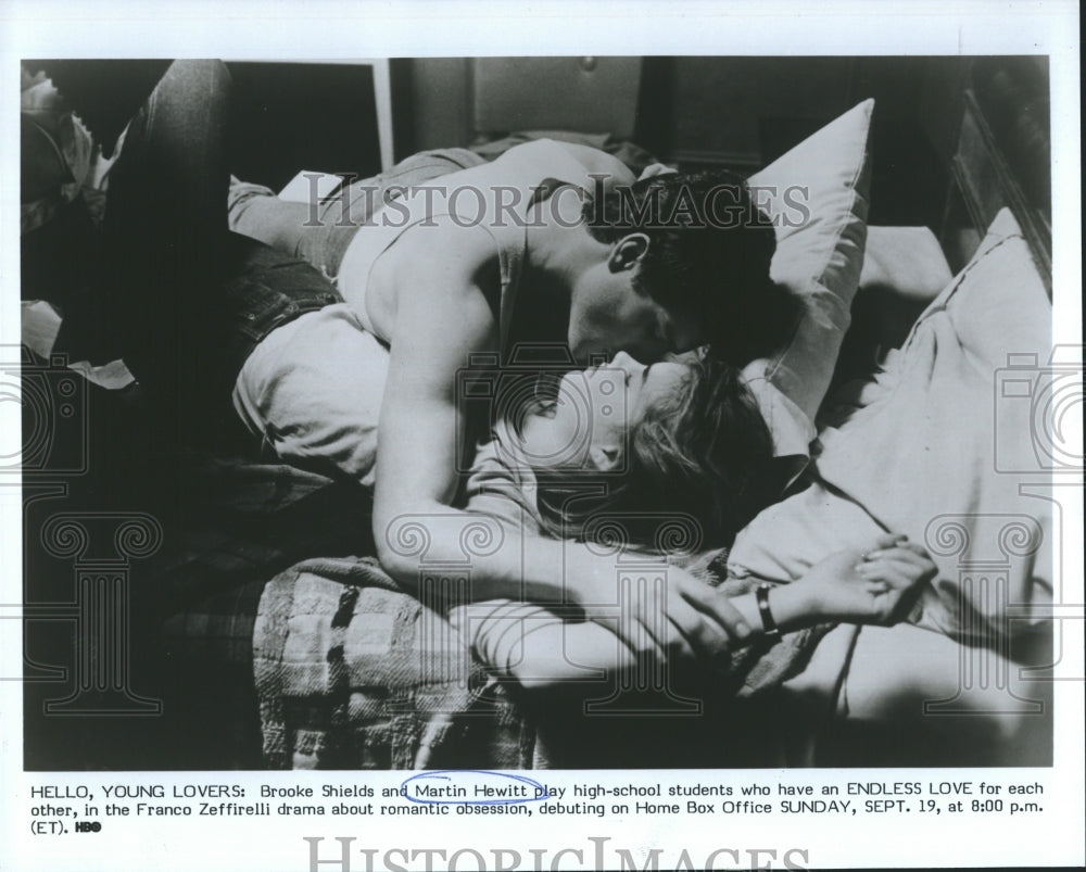 1981 Press Photo Martin Hewitt & Brooke Shields "Endless Love" Franco Zeffirelli - Historic Images
