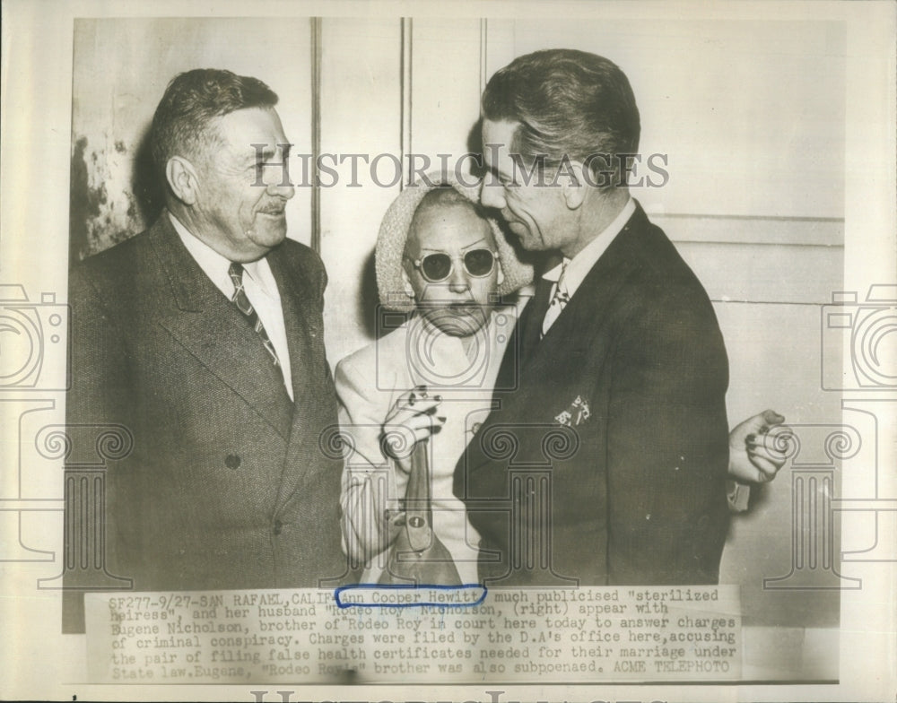 Press Photo Ann Cooper Hewitt Sterilized Heiress Husband Rodeo Roy Monolson - Historic Images