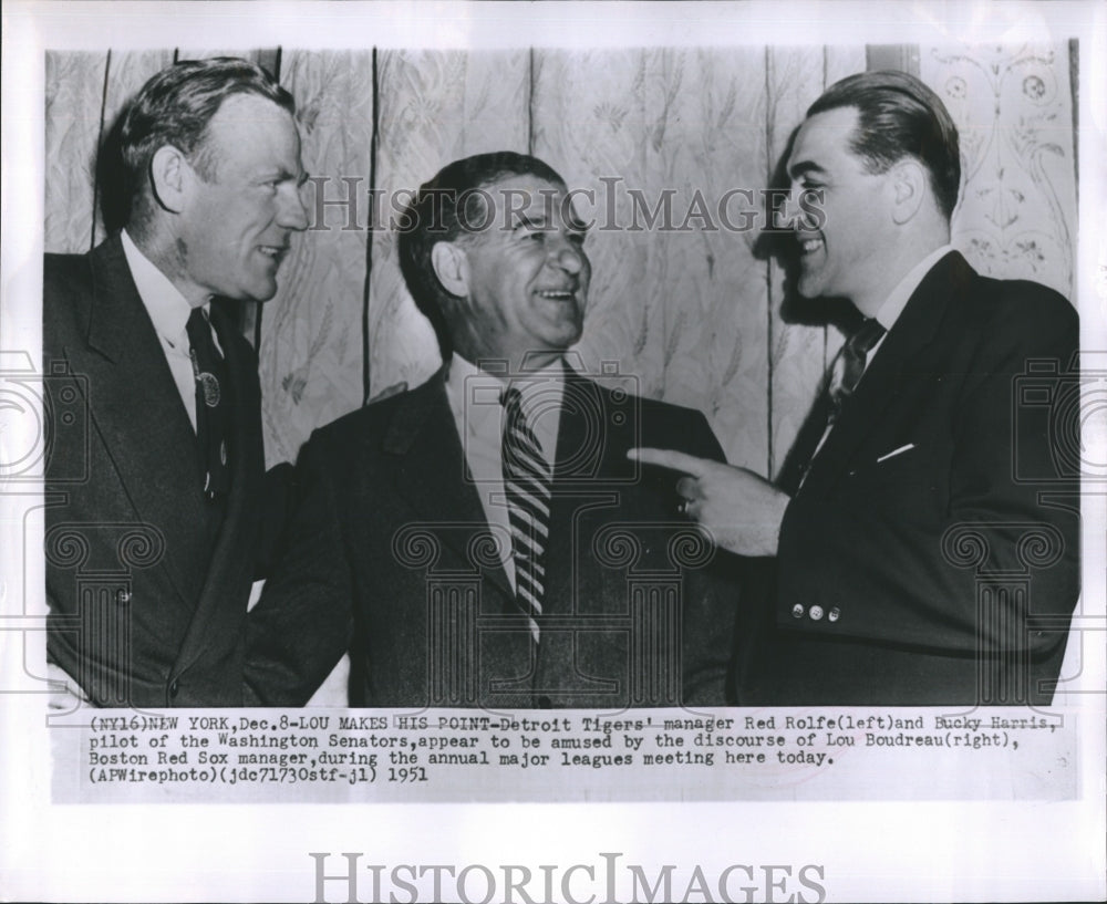 1951 Red Rolfe, Bucky Harris and Lou Bordreau - Historic Images