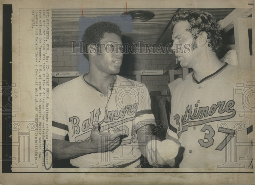 1972 Press Photo Baltimore Players Don Baylors and Pat Dobson. - RSH21971 - Historic Images