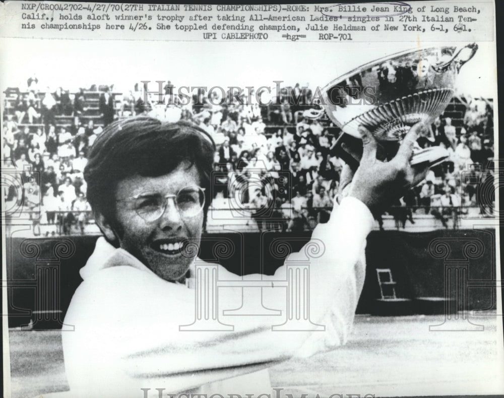 1970 Press Photo Billie Jean King - Historic Images