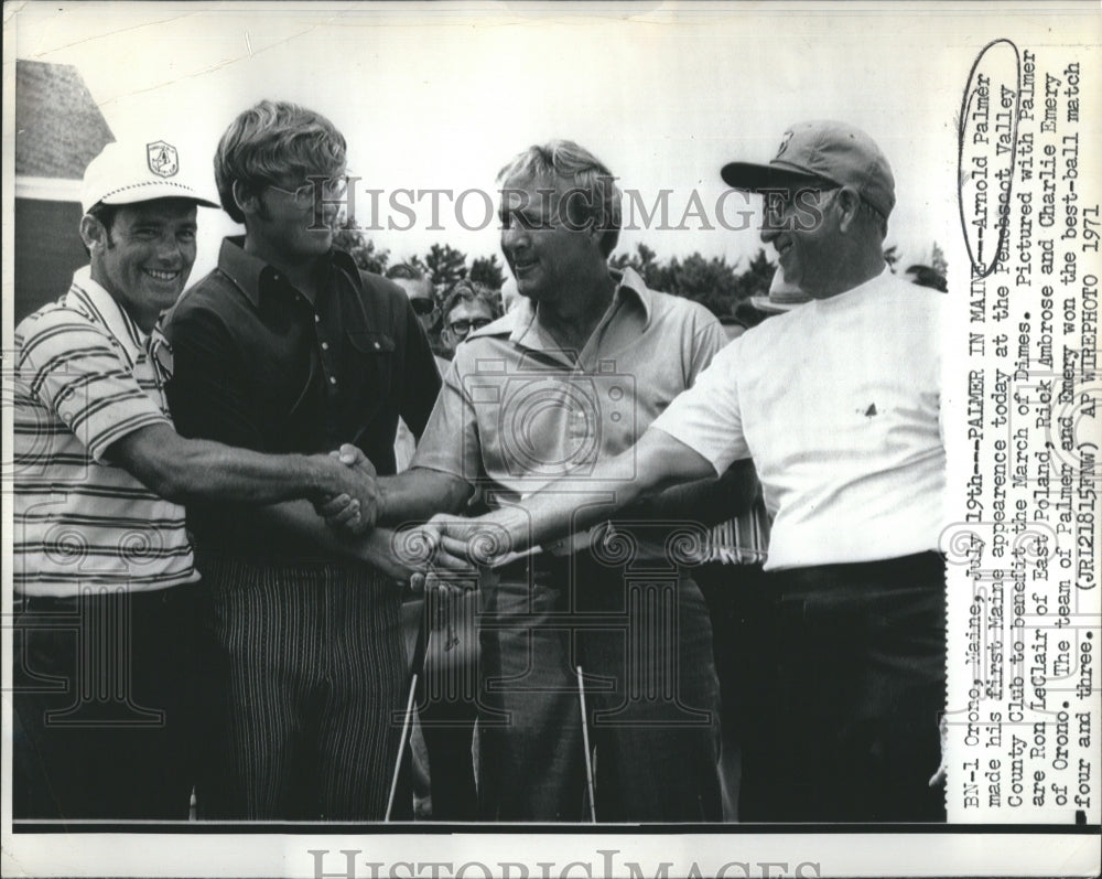 1971 Press Photo Arnold Palmer, Ron LeClair and Charlie Emery - RSH22067 - Historic Images