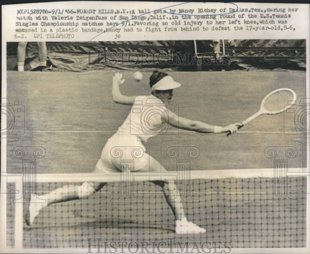 1966 Press Photo Nancy Richey Tennis Match With Valerie Zeigeniuss - RSH22383 - Historic Images