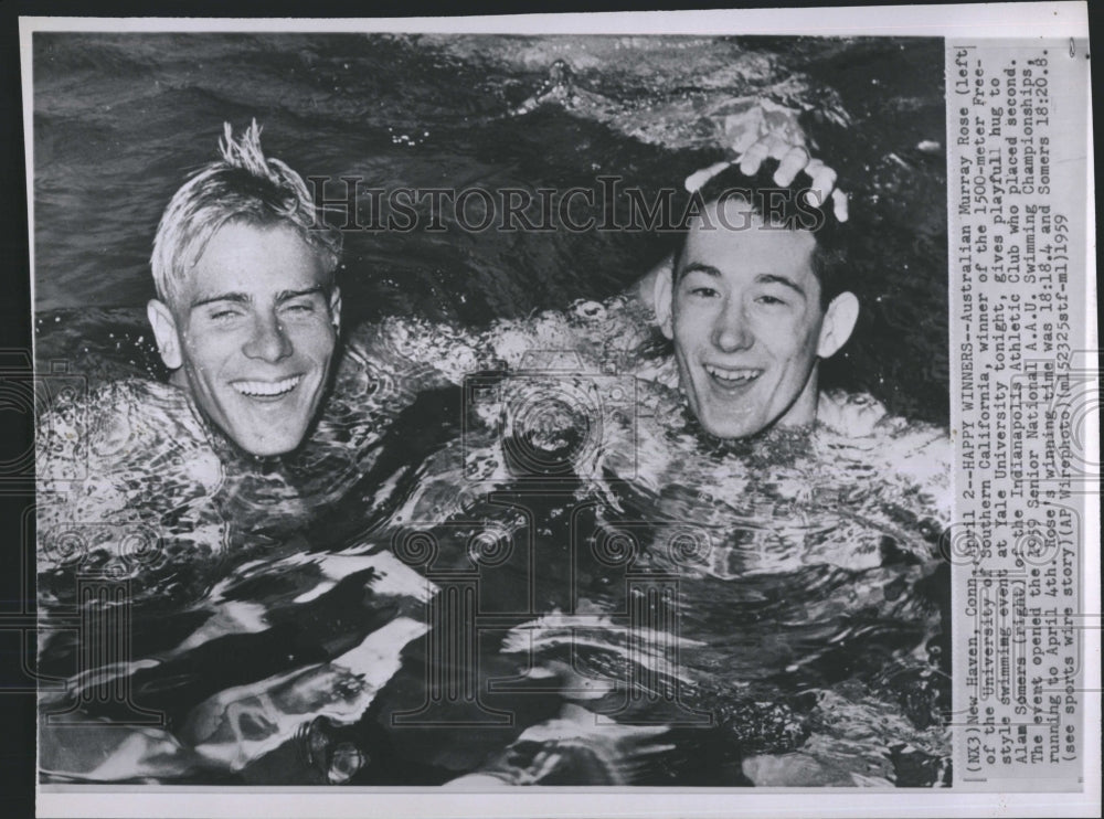 1959 Press Photo Murray Rose Alan Somers Senior National AAU Swimming Tournament - Historic Images