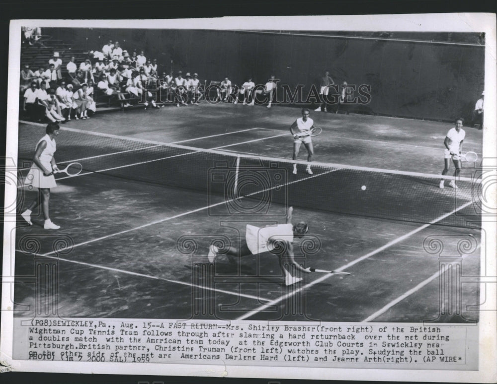 1959 Press Photo British vs America tennis match Edgeworth Club Courts - Historic Images