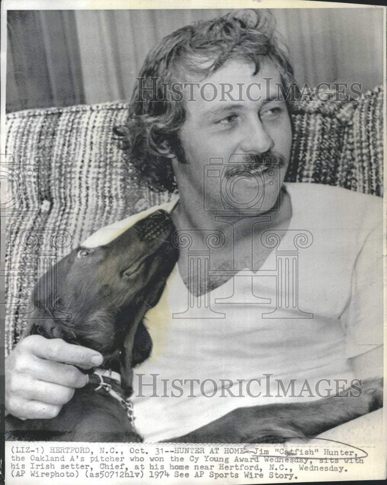 1974 Jim &quot;Catfish&quot; Hunter, won Cy Young award.-Historic Images