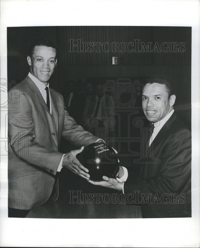 1962 Baseball star gets Bowling Ball-Historic Images