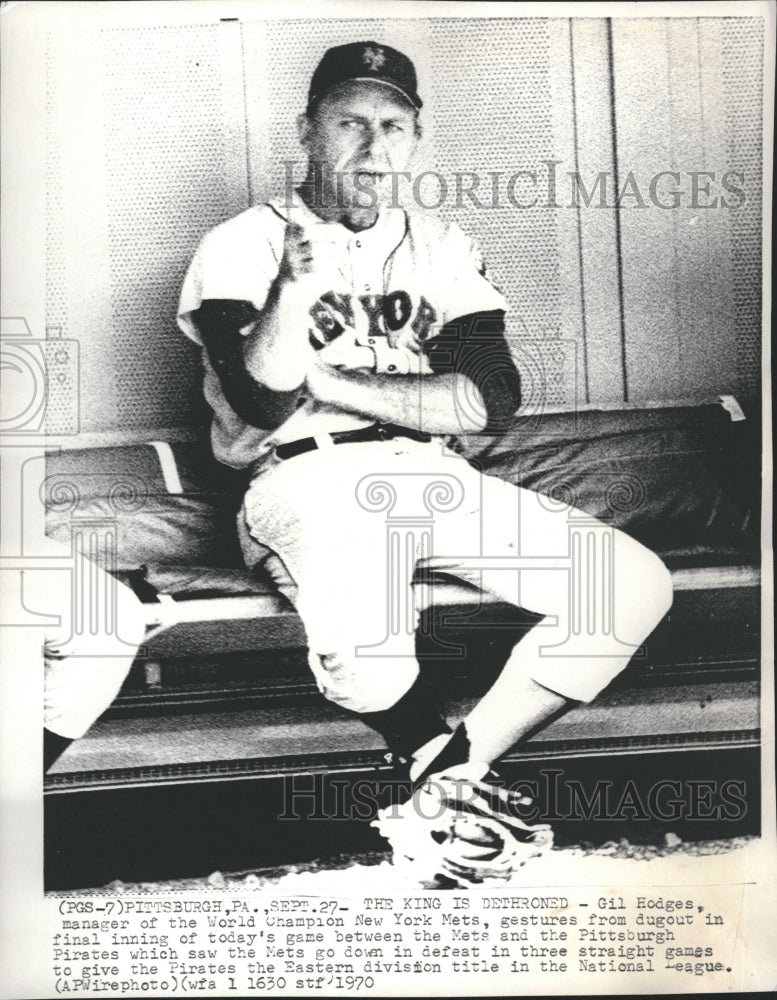 1970 Gil Hodges gestures from dugout in final innings,-Historic Images