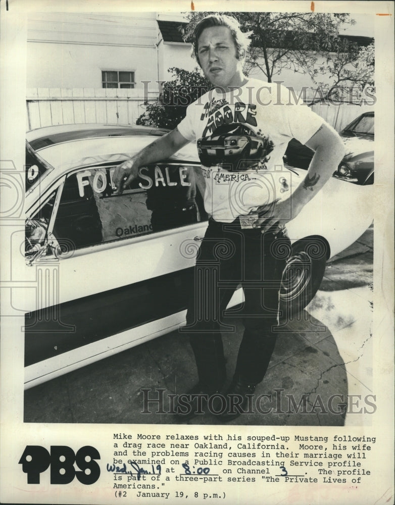 Press Photo Mike Moore, drag racer. - Historic Images