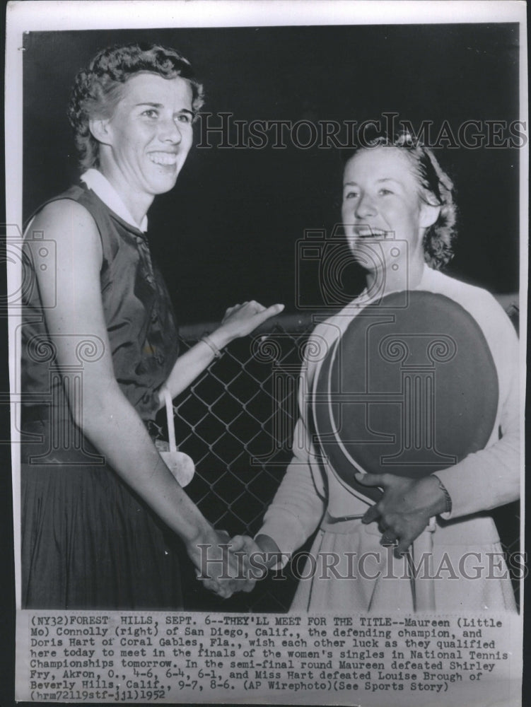 1952 Maureen Connolly  defeated Doris Hart. - Historic Images