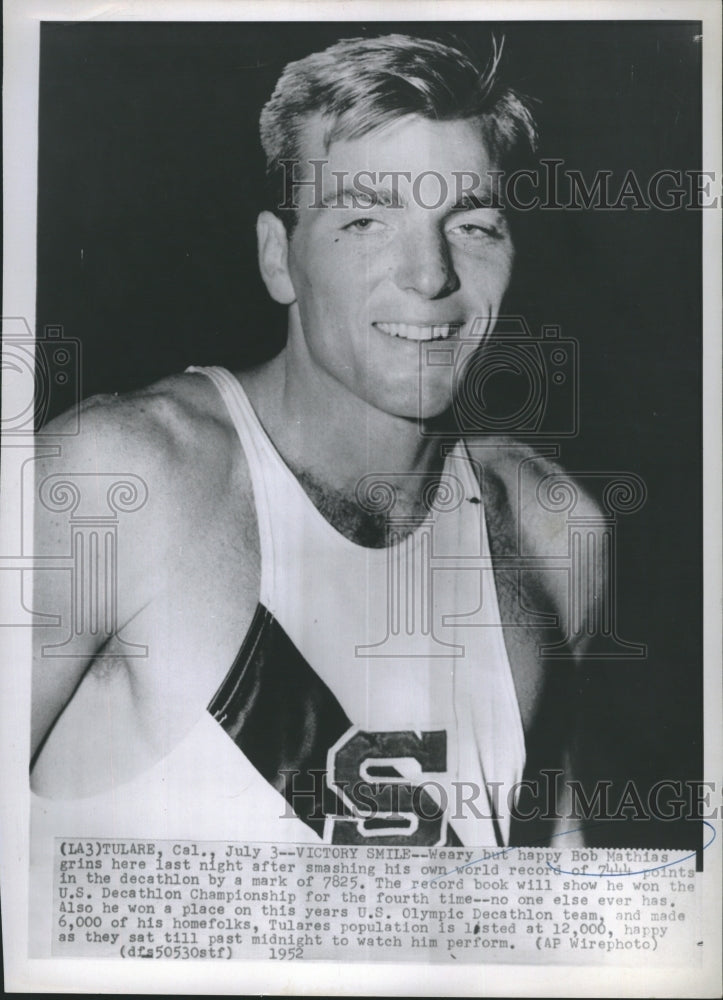 1952 Press Photo Bob Mathias with his victory Smile. - RSH23549 - Historic Images