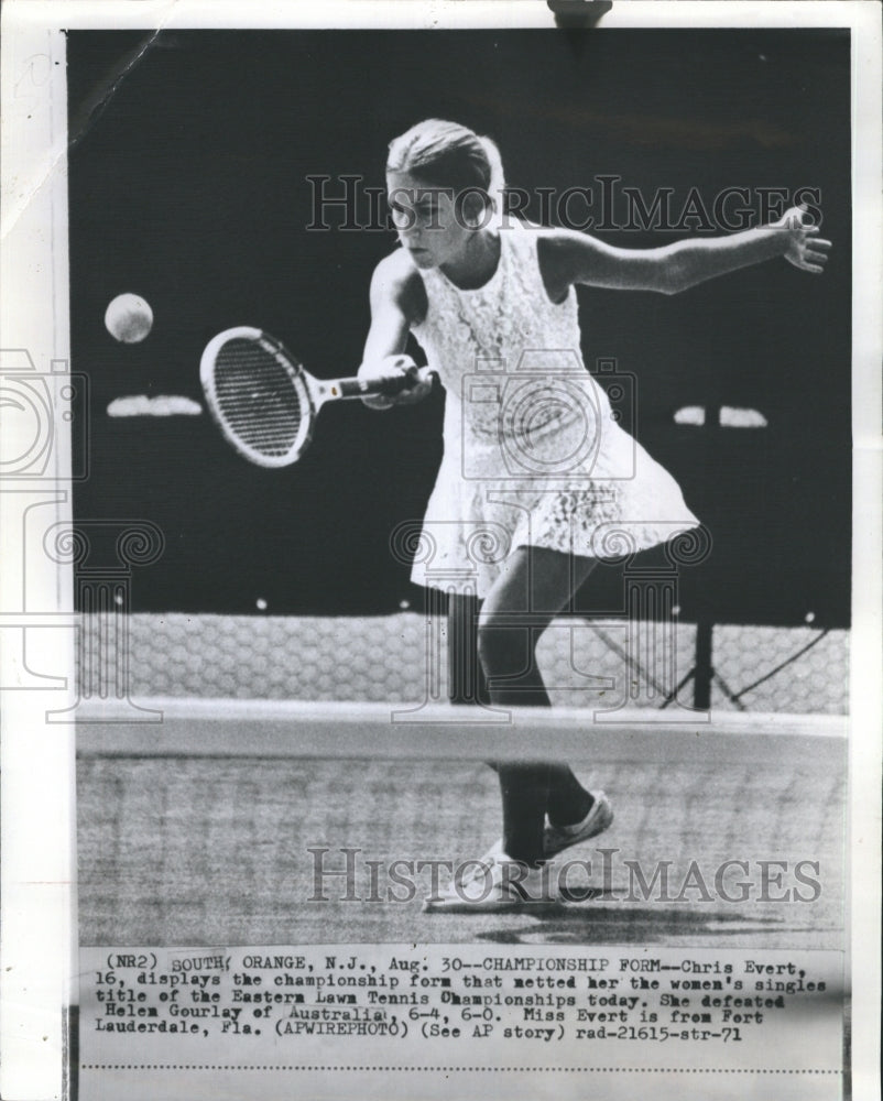 1971 Chris Evert Women&#39;s Tennis Eastern Lawn Championship Match-Historic Images