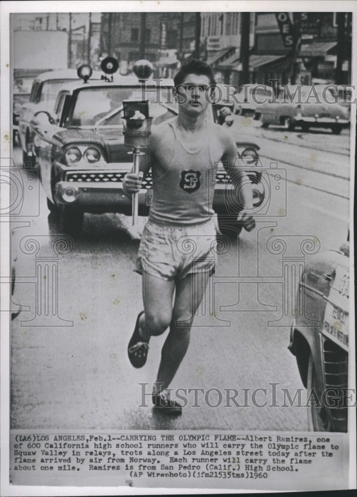 1960 Press Photo Albert Ramirez carry the olympic flame - RSH23997 - Historic Images