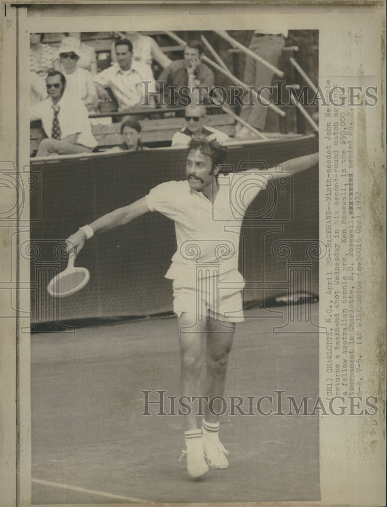 1972 John Newcombe plays against Ken Rosewall in Charlotte, N.C. - Historic Images