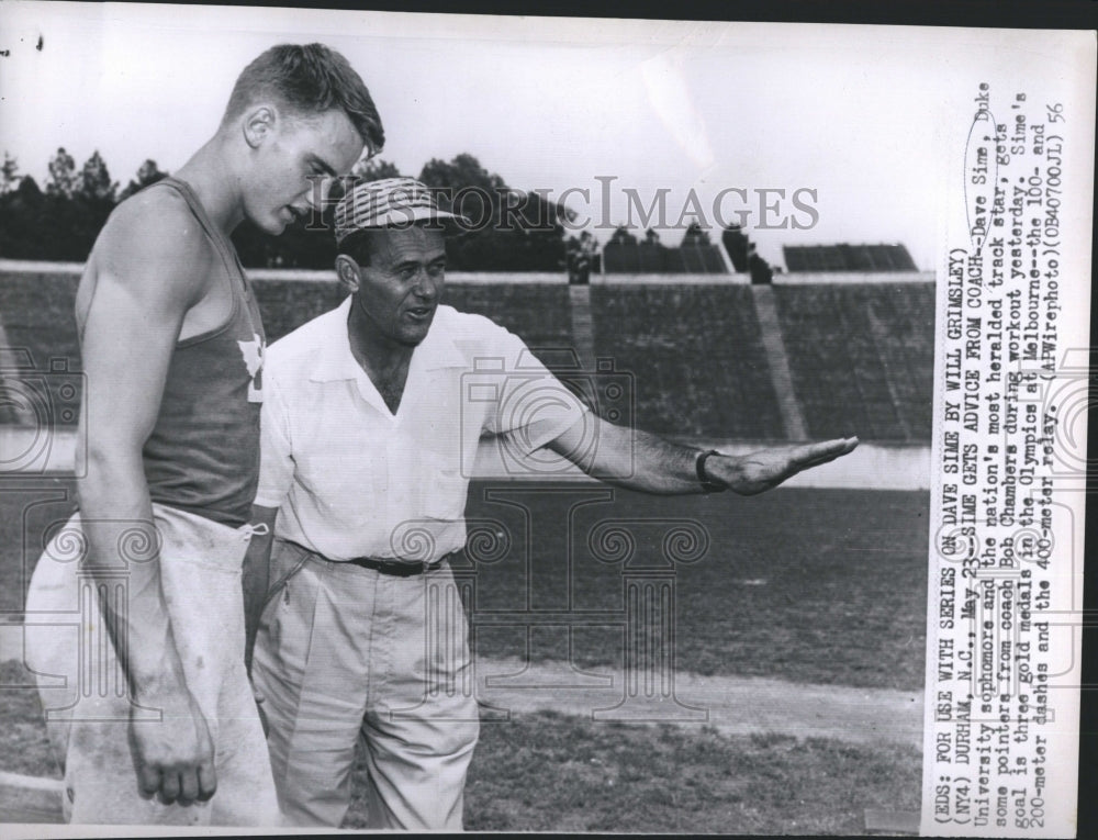 1956 Coach Chambers with Duke Track Star Sime - Historic Images