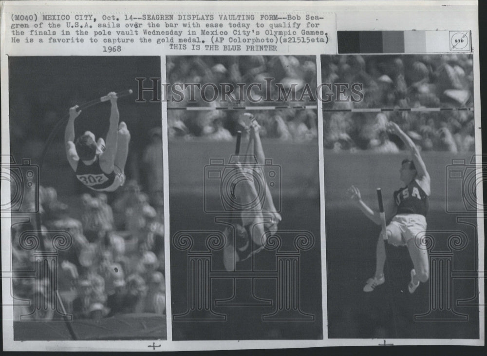 1968 Press Photo Seagren Pole Vaulting For Mexico City Olympics - Historic Images