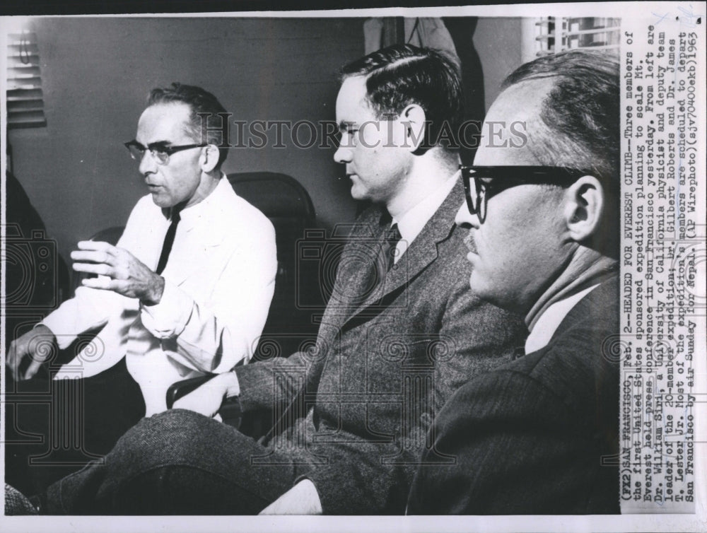 1963 Press Photo Dr William Siri Dr Gilbert Roberts Dr James Lester Jr - Historic Images