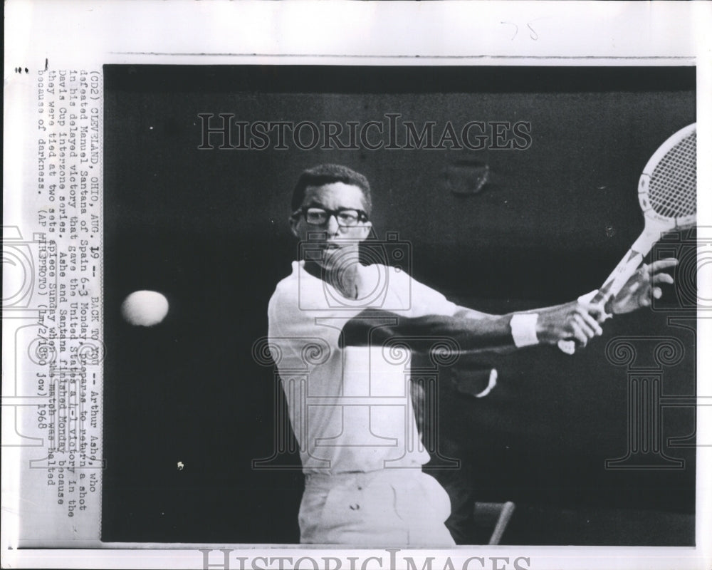 1968 Press Photo Arthur Ashe Davis Cup victory - Historic Images