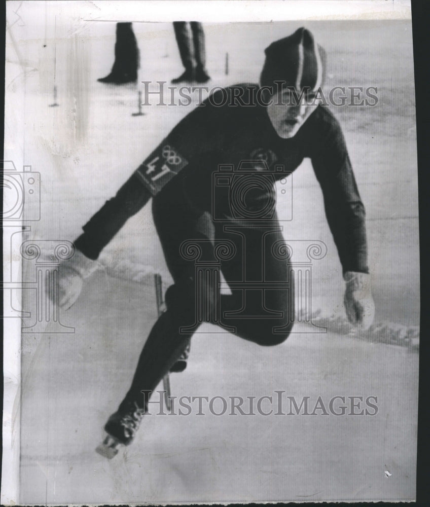 1964 Press Photo Lidia Skoblikova, line border ice skating in Winter Olympics - Historic Images