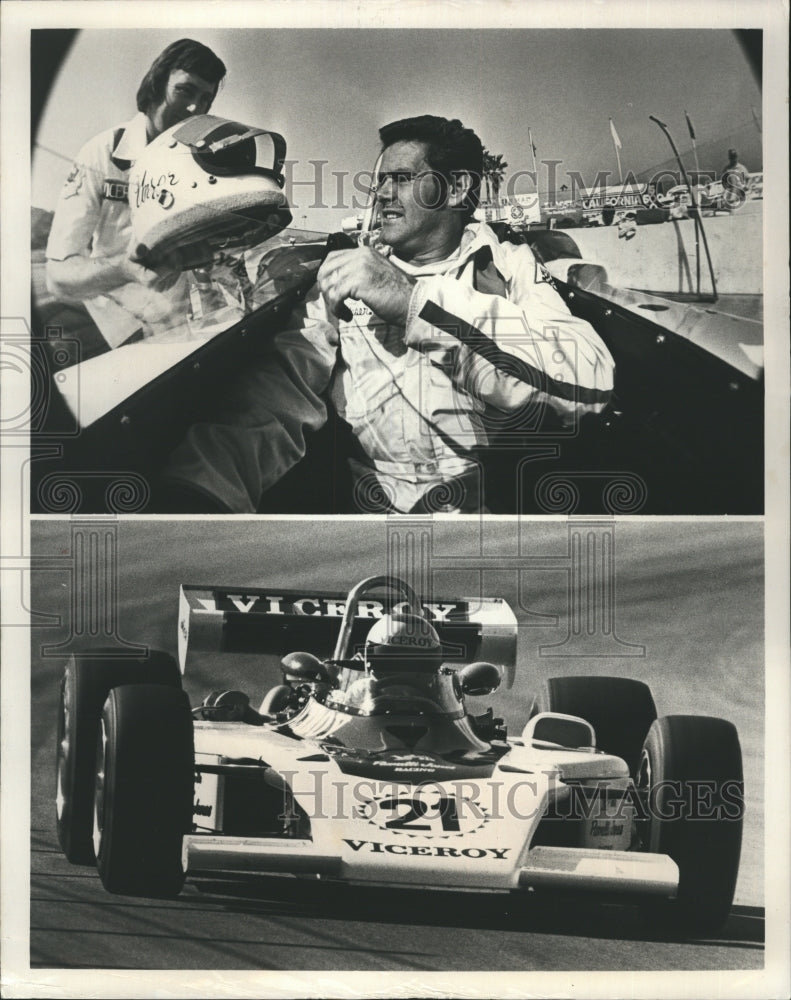 1975 Al Unser inside his Viceroy-Eagle race car, puts on his-Historic Images