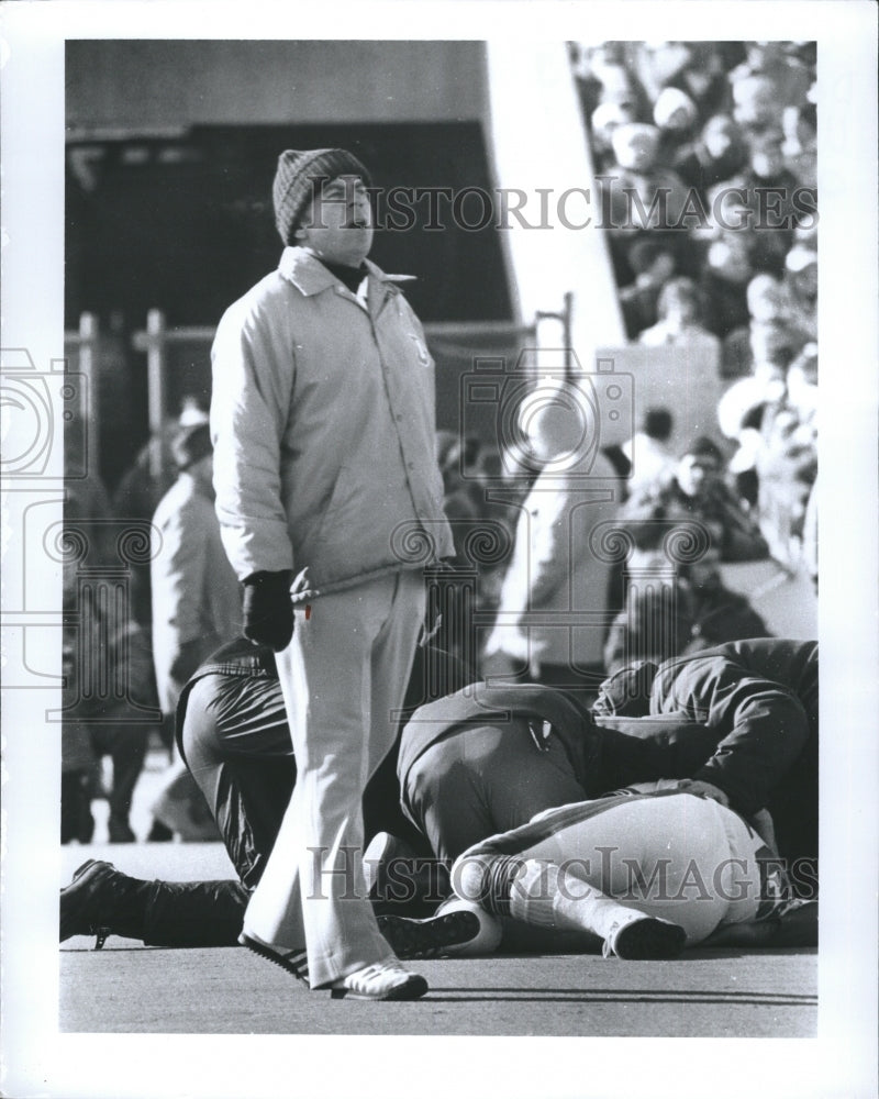 1977 Denver Broncos Coach John Ralston With Injured Craig Penrose-Historic Images