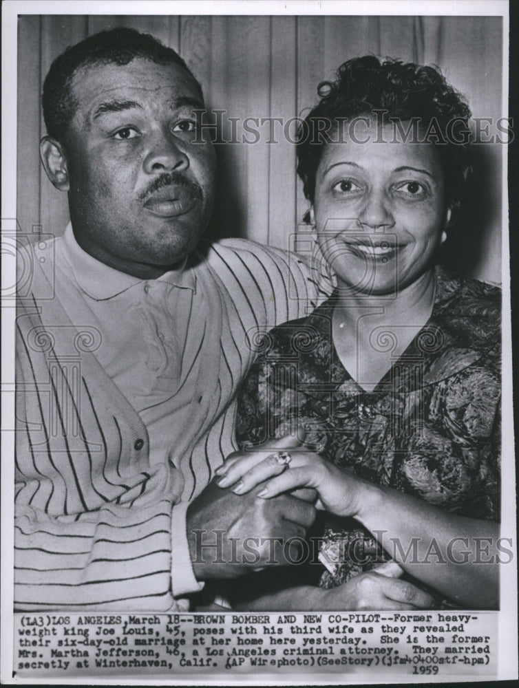 1959 Joe Louis with 3rd wife, Martha.-Historic Images