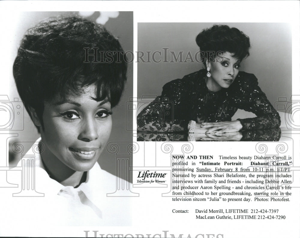 Press Photo Singer Diahann Carroll &quot;Intimate Portrait&quot; Lifetime TV Special - Historic Images