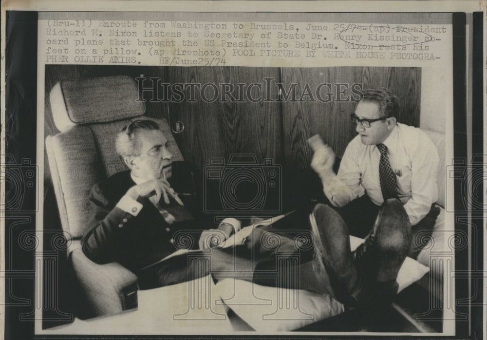 1974 Press Photo Nixon and Kissinger - Historic Images