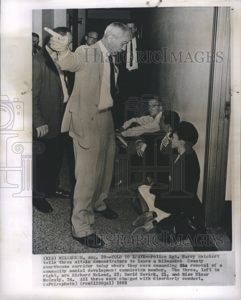 1963 Press Photo Police Sgt. Harry Reichert, Richard McLeod, David Novick - Historic Images