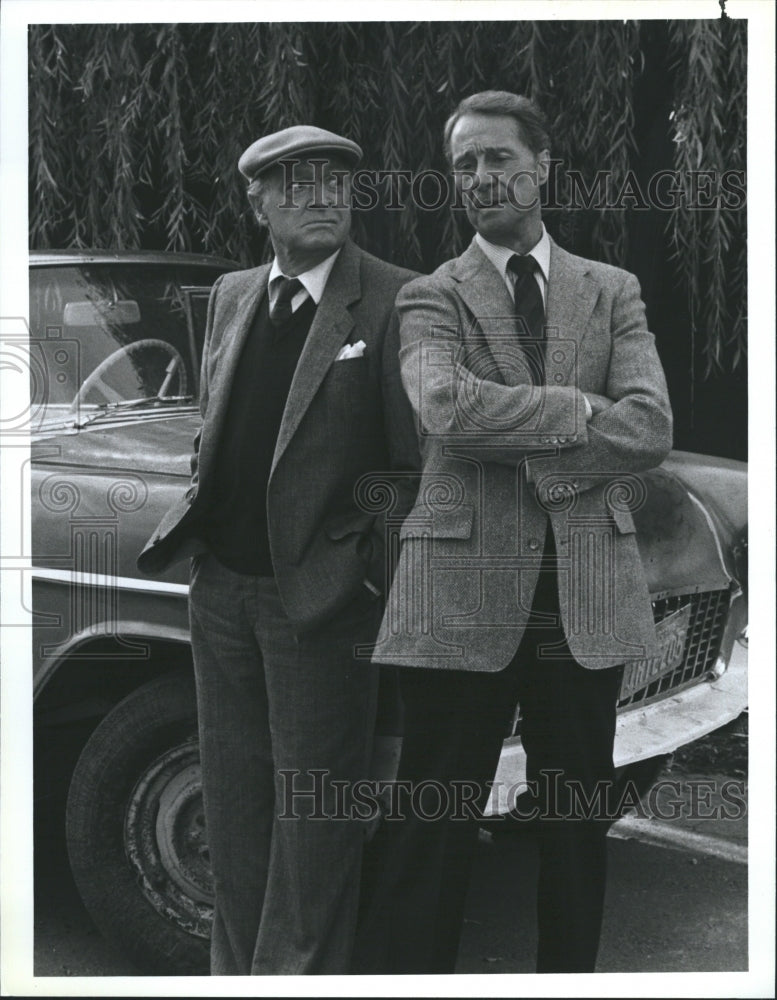 1986 Press Photo Bop Hope &amp; Don Ameche star in &quot;A Masterpiece of Murder&quot; - Historic Images