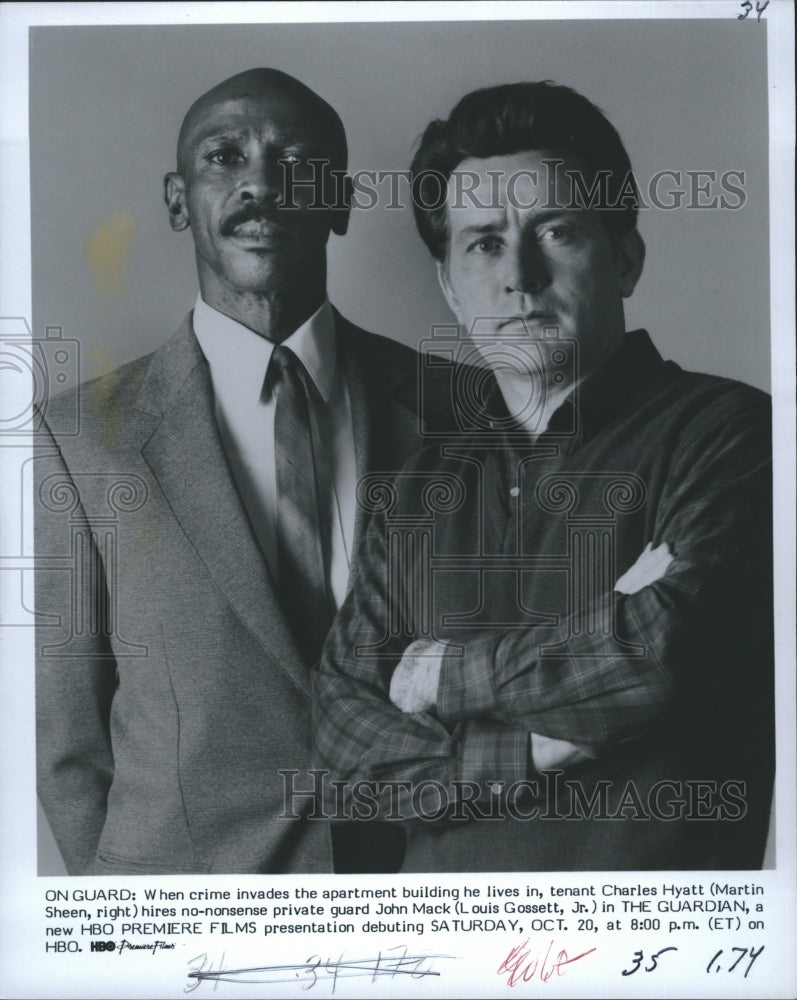 Press Photo Actor Martin Sheen and Actor Louis Gossett Jr. in &quot;The Guardian&quot;. - Historic Images