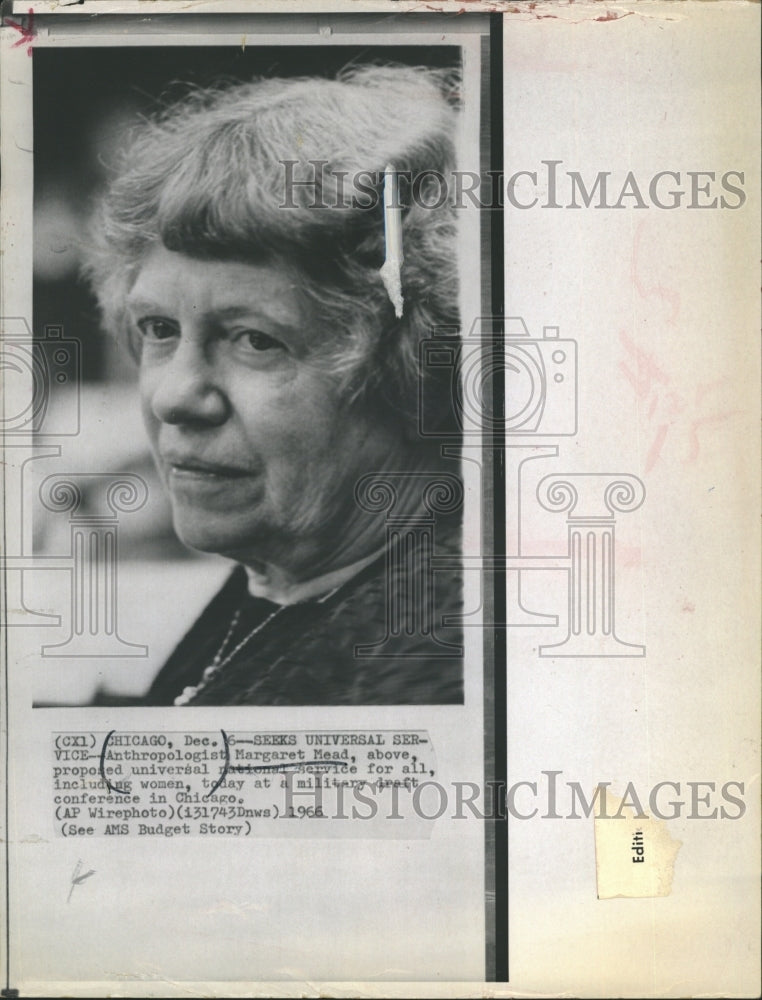 1966 Press Photo Margaret Mead ,anthropologist - Historic Images