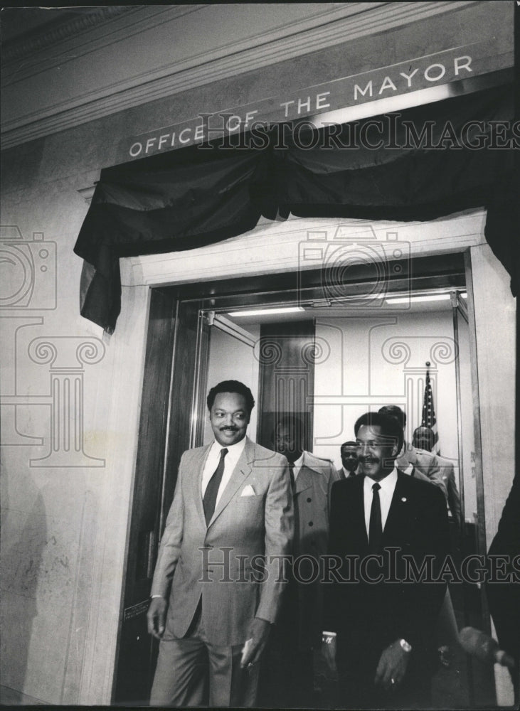 Press Photo Democratic Presidential candidate Rev. Jess Jackson with Major. - Historic Images