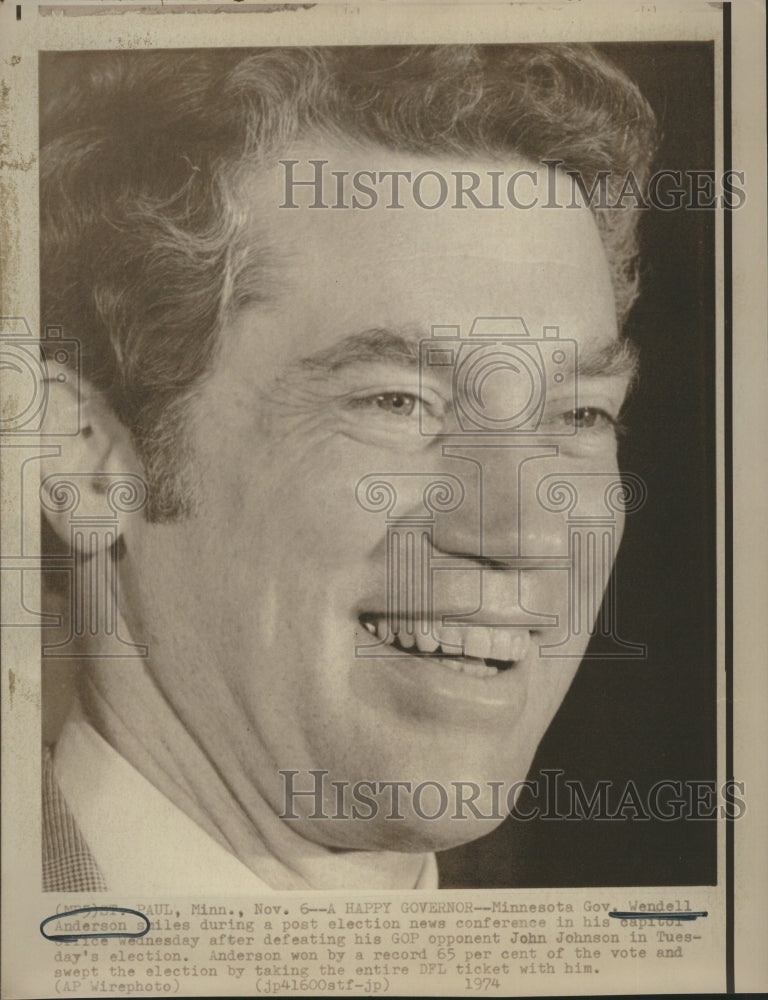 1974 Press Photo Gov.Wendell Anderson of Minnesota. - Historic Images