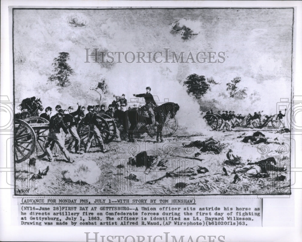 1963 Press Copy Photo Union officer directs artillery fire. - RSH28983 - Historic Images