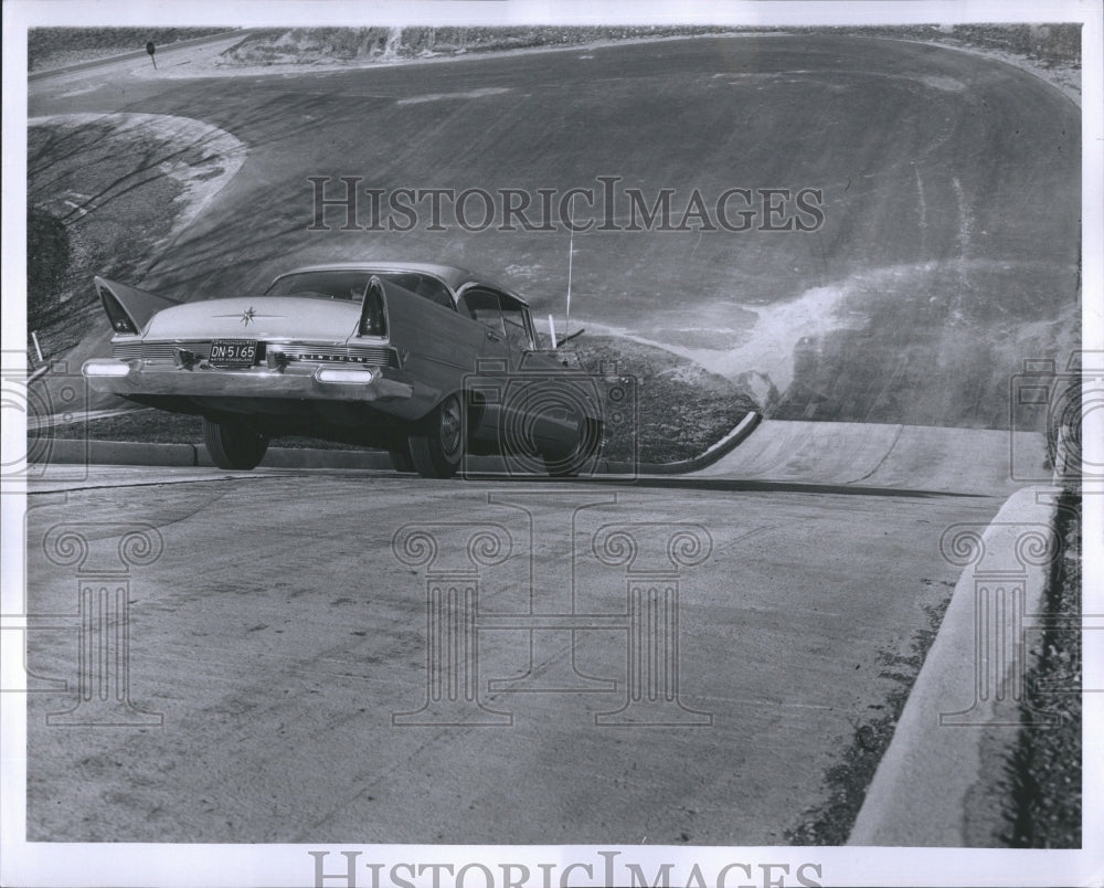 1957 Press Photo Lombardo Car starts decent on test facility - RSH29041 - Historic Images