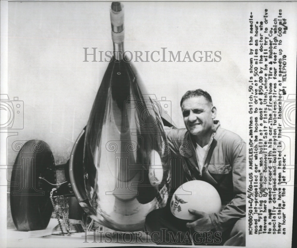 1960 Press Photo Ostich Speed Record Jet-Propelled Car - Historic Images