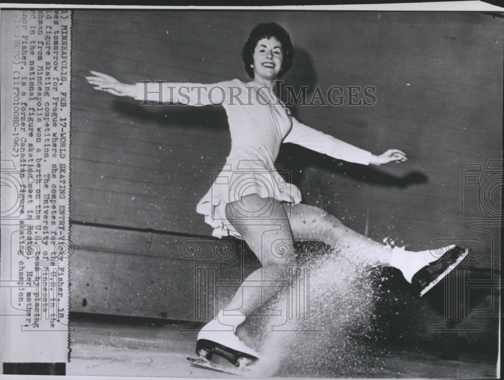 1962 Press Photo Skater Vicky Fisher Wins a Berth on the U.S. Skating Team - Historic Images