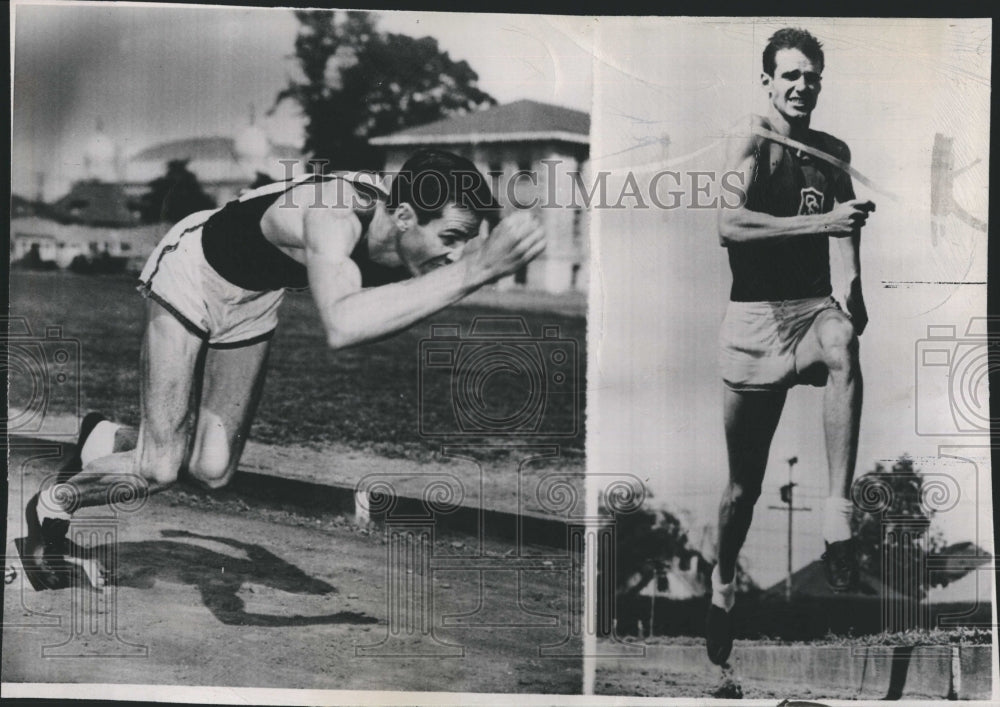 1947 Press Photo Slim Mel Patten runs 100 yards in record-tying 9.4 seconds - Historic Images