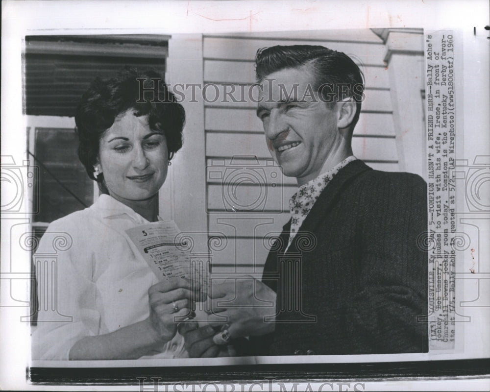 1960 Press Photo Bally Ache's Jockey, Bob Ussery with wife Irene - RSH29997 - Historic Images