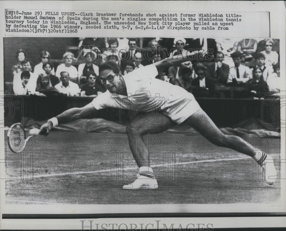 1968 Press Photo Clark Graebner against Manuel Santana (Tennis) - RSH30103 - Historic Images