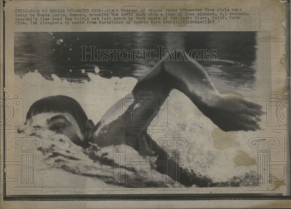 1967 Press Photo Alai Mosconi swimmer from France. - Historic Images