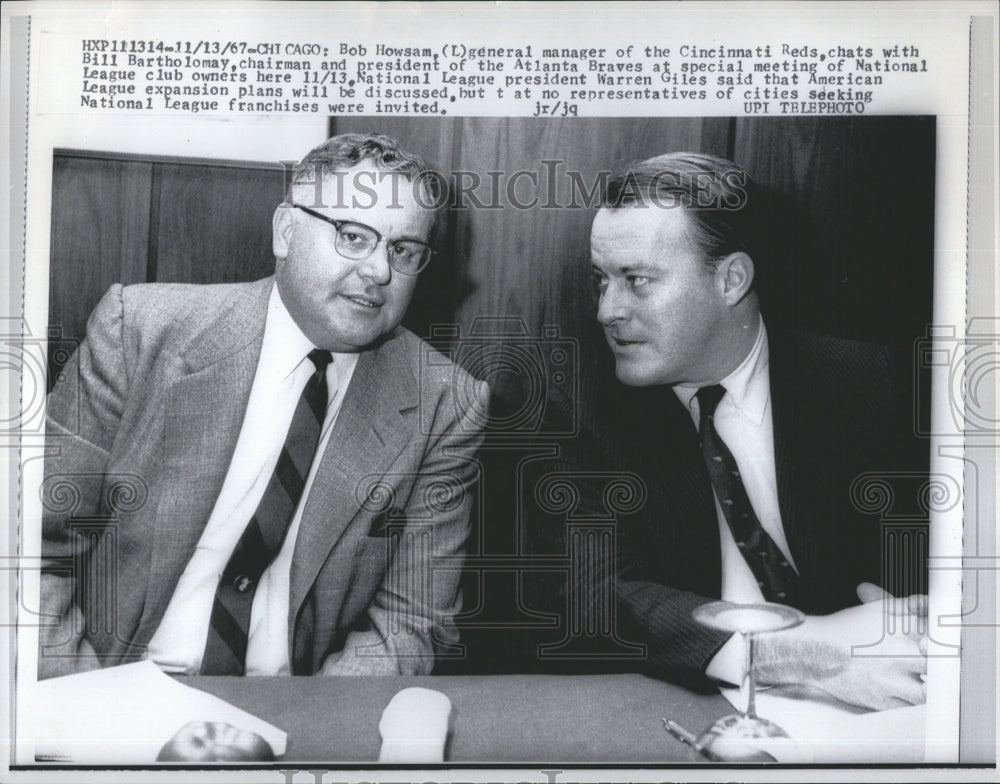 1967 General Manager Cincinnati Reds Bob Howsam Antlanta Braves - Historic Images