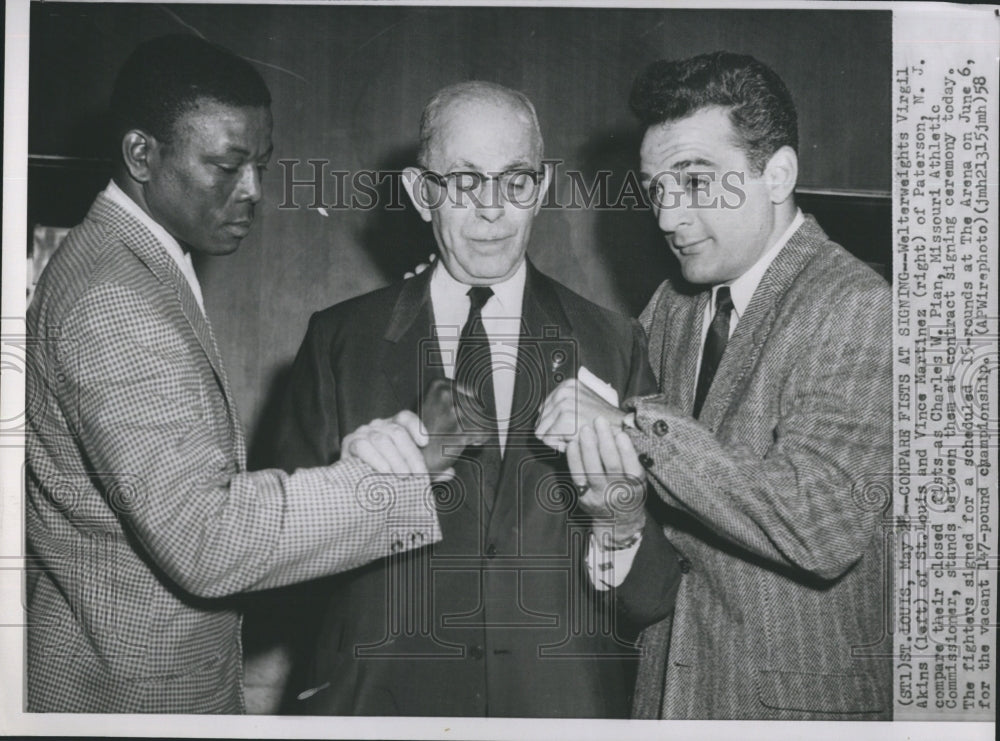 1958 Press Photo Charles  H. Pian Athletic Commissioner. - Historic Images